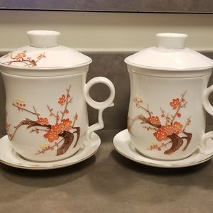 Teavana loose-leaf tea cups and saucers